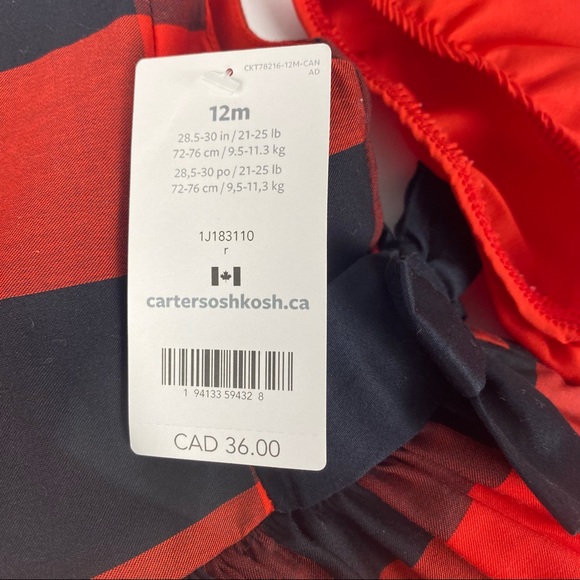 NWT Carters Buffalo Plaid Dress Size 12M - Picture 8 of 8